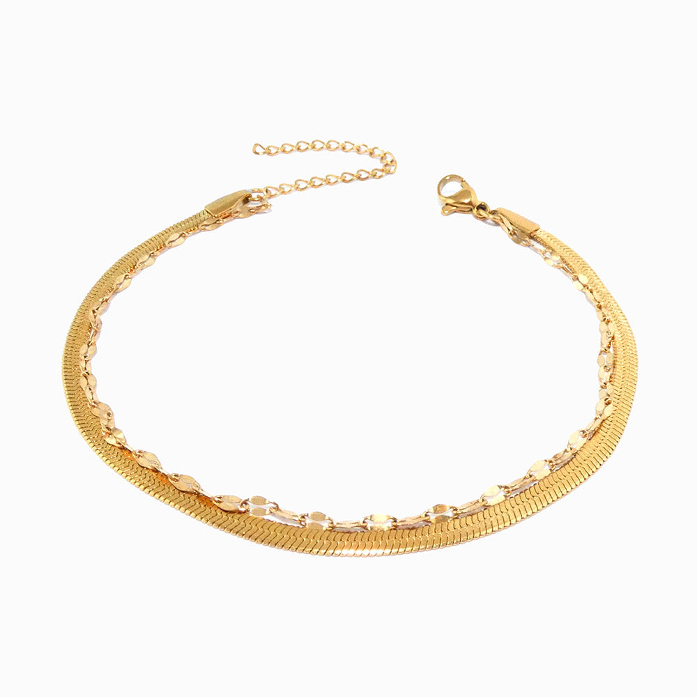 Pulseira Dupla 18+3cm SL2221 - Aço Inox Dourado