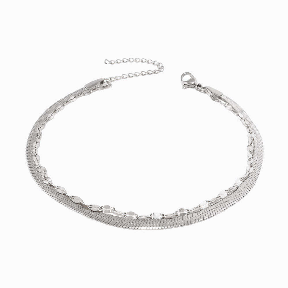 Pulseira Dupla 18+3cm SL2221 - Aço Inox Prateado