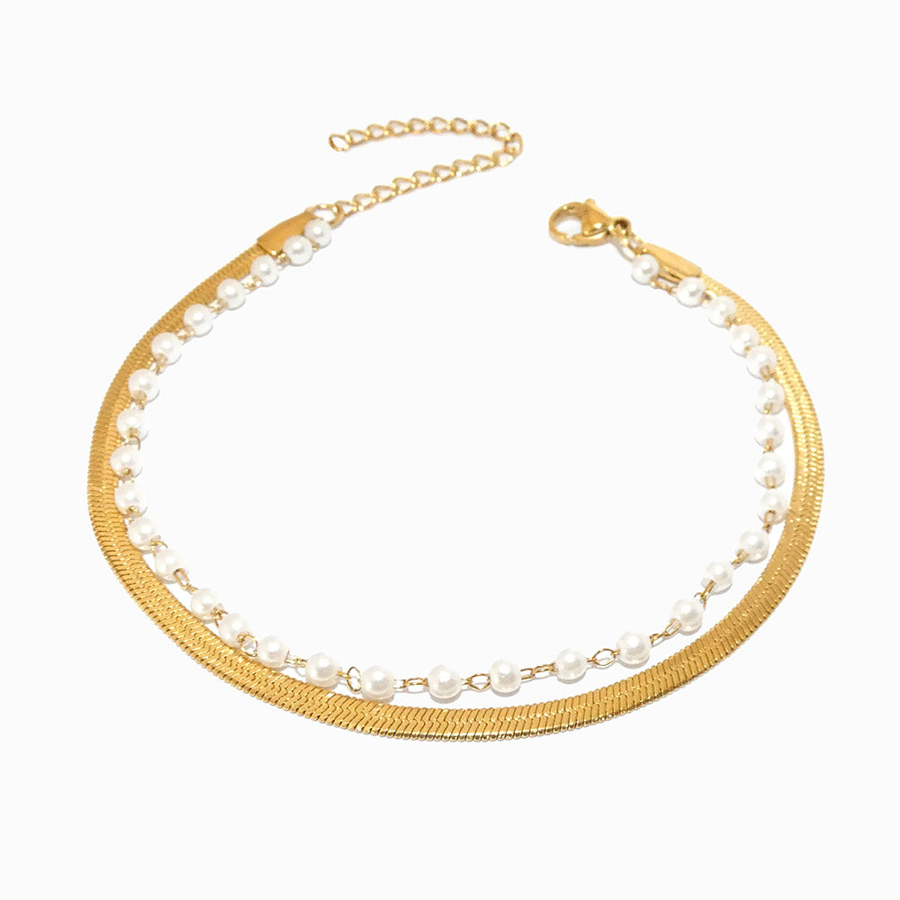 Pulseira Dupla 18+3cm SL2227 - Aço Inox Dourado