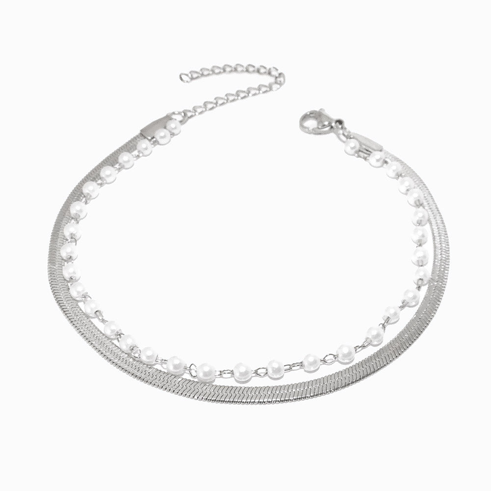 Pulseira Dupla 18+3cm SL2227 - Aço Inox Prateado