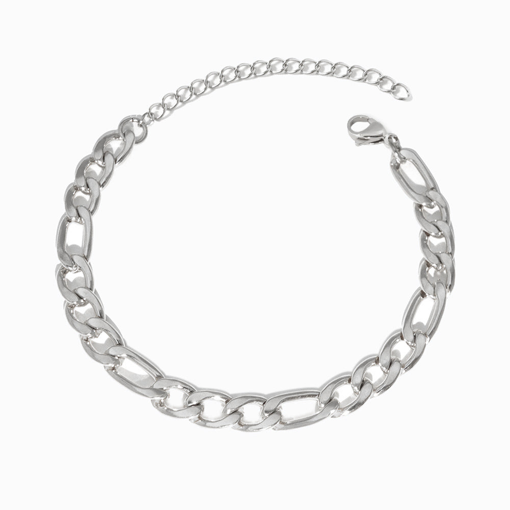 Pulseira Fígaro 7mm SL8009 - Aço Inox Prateao