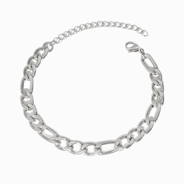 Pulseira Fígaro 7mm SL8009 - Aço Inox Prateao