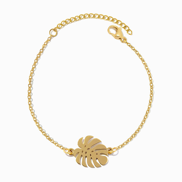 Pulseira Folha Palmeira SL2353 - Aço Inox Dourado