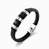 Pulseira Masculina SL5804 - Couro Sintético e Aço Inox