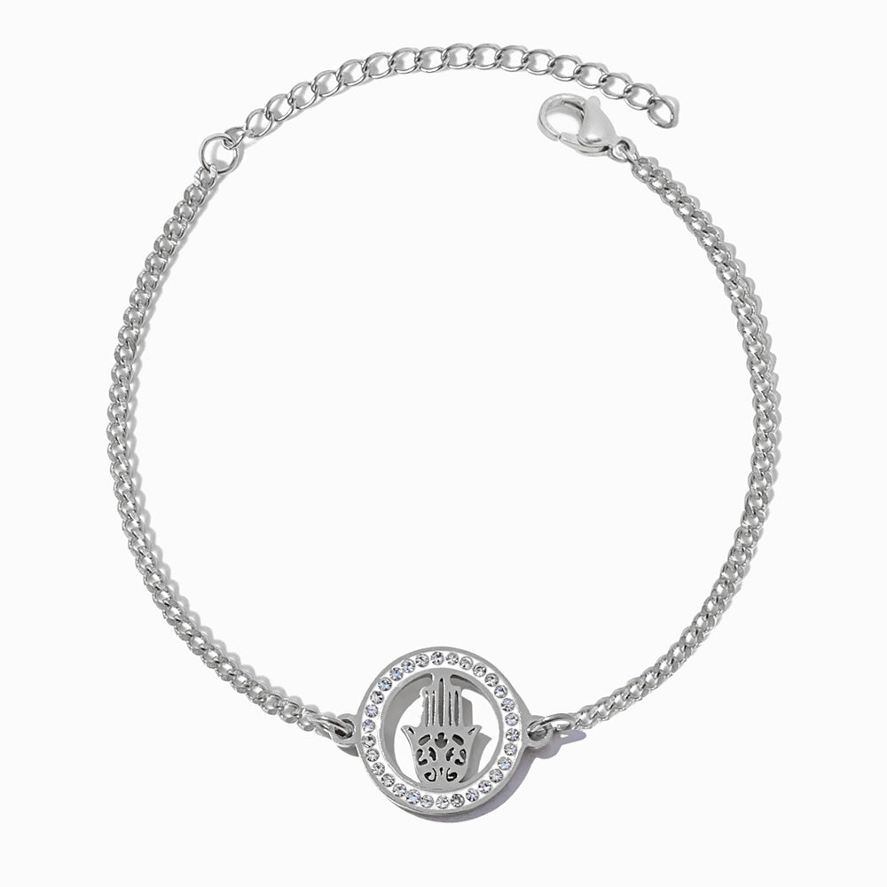 Pulseira Mão de Fátima SL2017 - Aço Inox Prateado