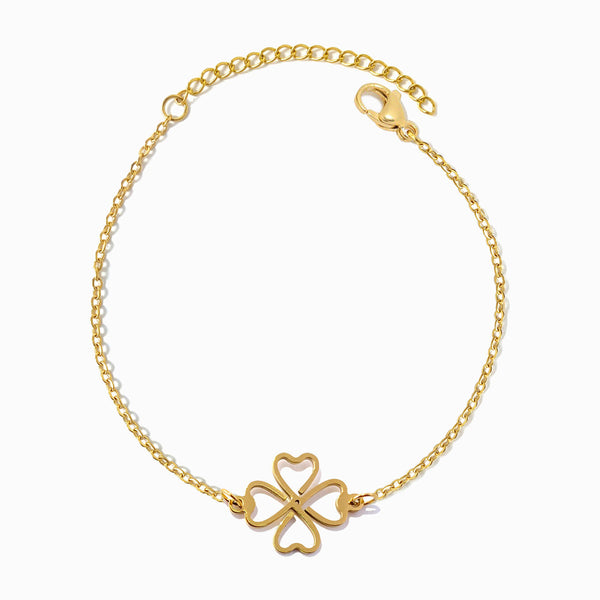 Pulseira Trevo de Coração SL2344 - Aço Inox Dourado