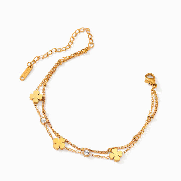 Pulseira Trevo de Coração SL2386 - Aço Inox Dourado