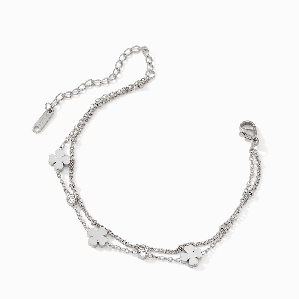 Pulseira Trevo de Coração SL2386 - Aço Inox Prateado