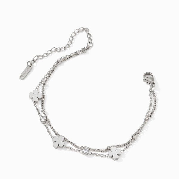 Pulseira Trevo de Coração SL2386 - Aço Inox Prateado