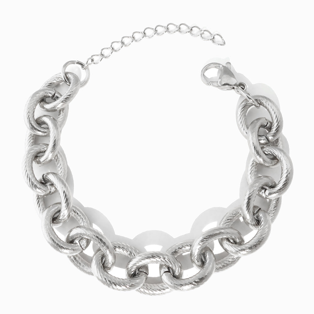 Pulseira Hip Hop SL8001 - Aço Inox Prateado