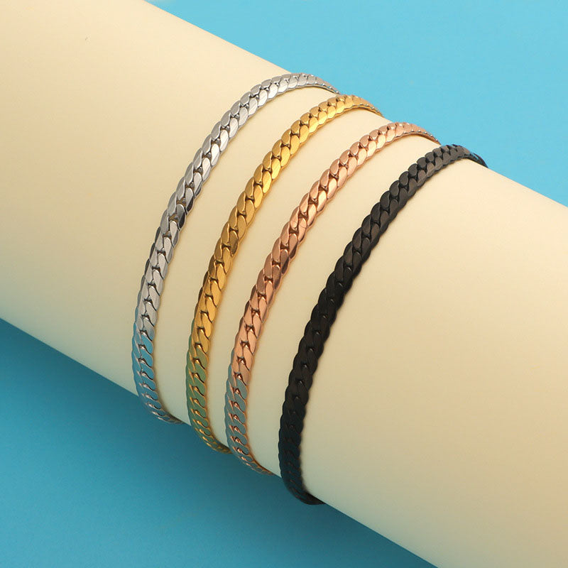 Pulseira Achatada em Aço Inoxidável
