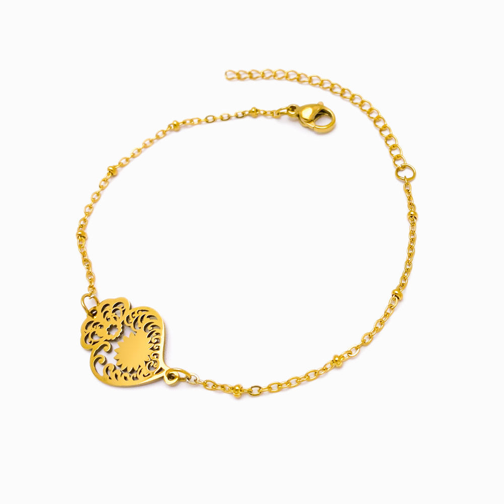 Pulseira Coração de Viana SL2134 - Aço Inox Dourado