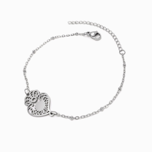 Pulseira Coração de Viana SL2134 - Aço Inox Prateado