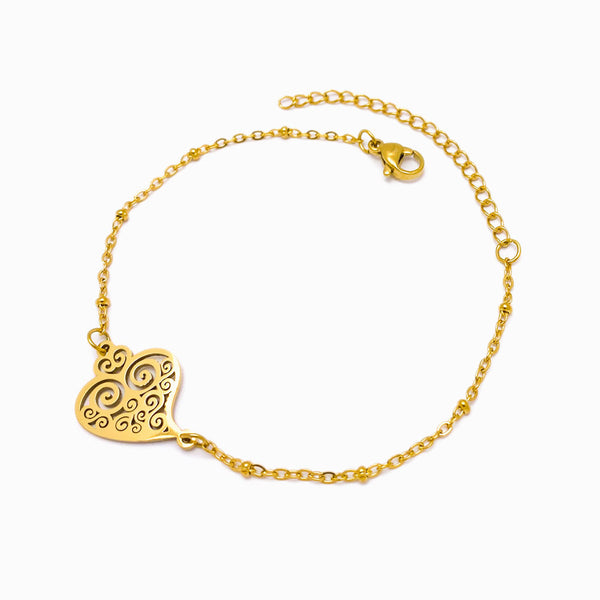 Pulseira Coração de Viana SL2136 - Aço Inox Dourado