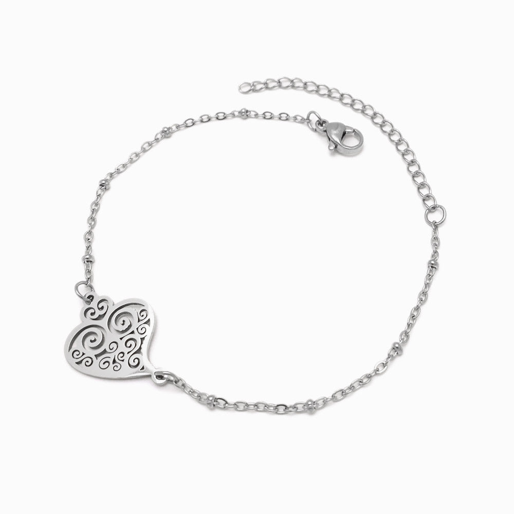 Pulseira Coração de Viana SL2136 - Aço Inox Prateado