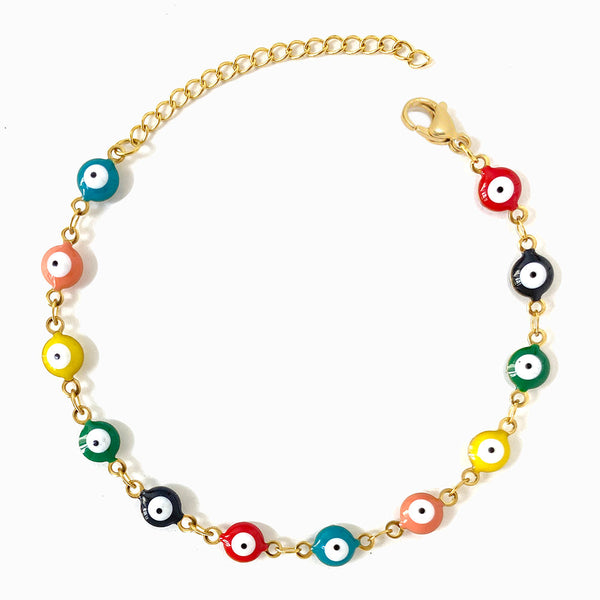 Pulseira Olho Turco 6mm SL2123 - Aço Inox Dourado