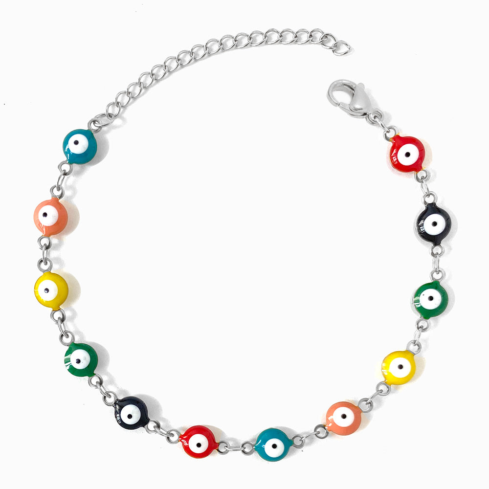 Pulseira Olho Turco 6mm SL2123 - Aço Inox Dourado