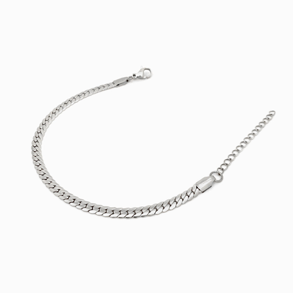 Pulseira Achatada em Aço Inoxidável