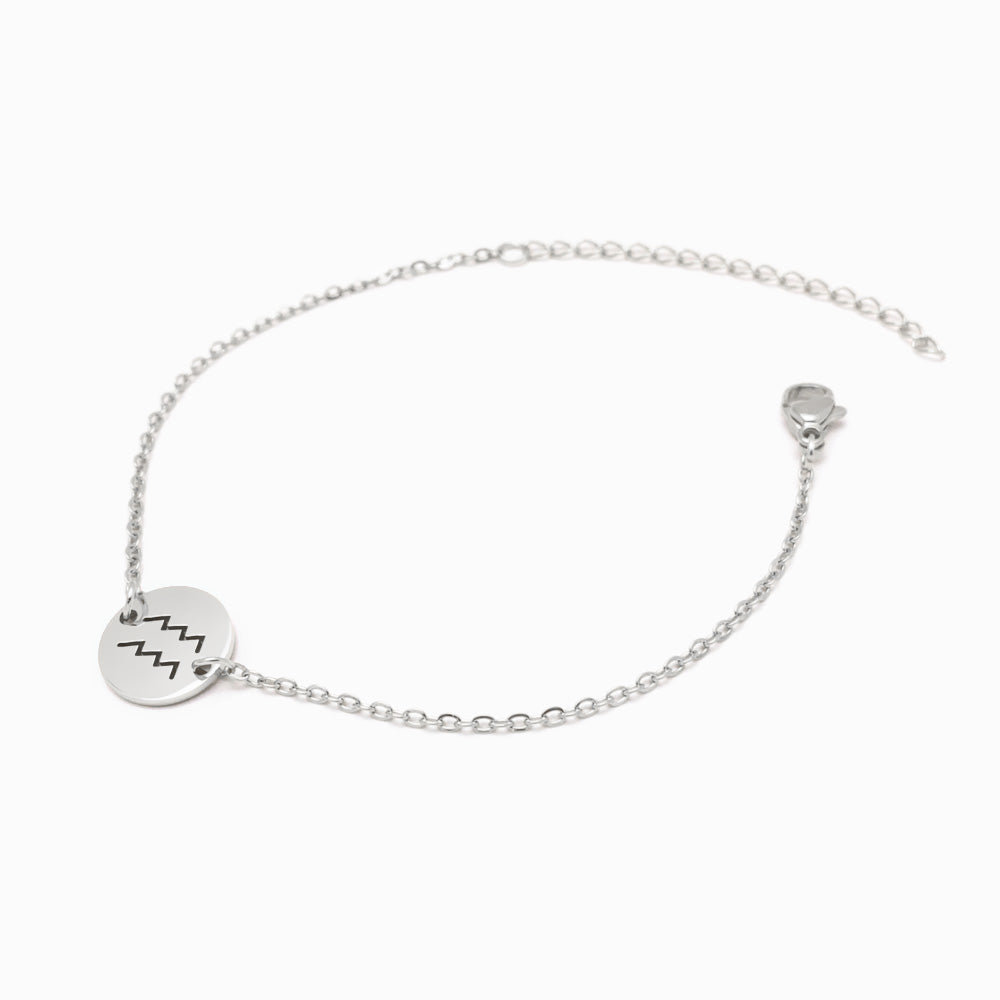 Pulseira Signo Aquário em Aço Inox Prateado