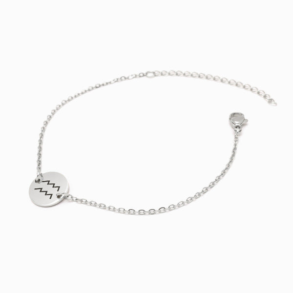 Pulseira Signo Aquário em Aço Inox Prateado