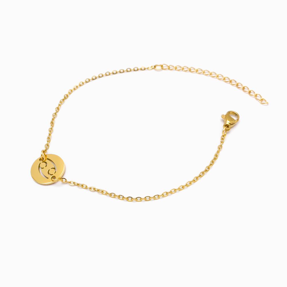 Pulseira Signo Caranguejo em Aço Inox Dourado