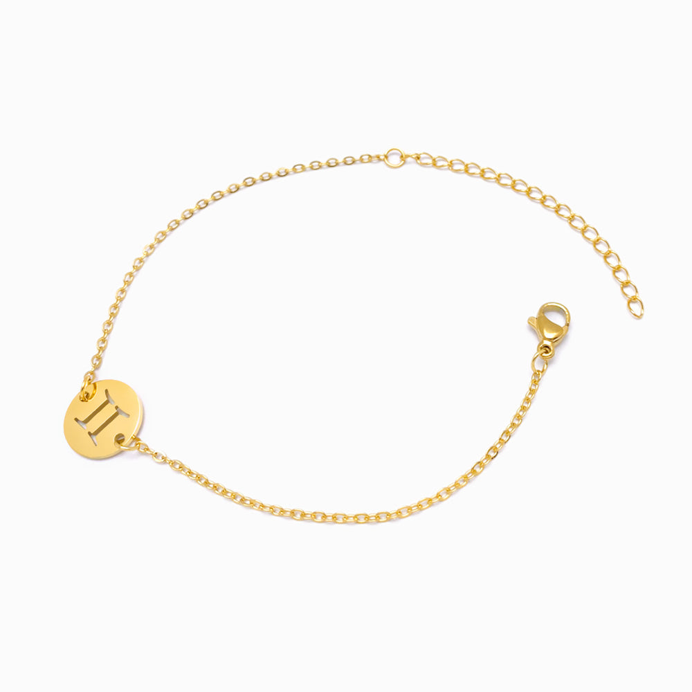Pulseira Signo Gémeos em Aço Inox Dourado