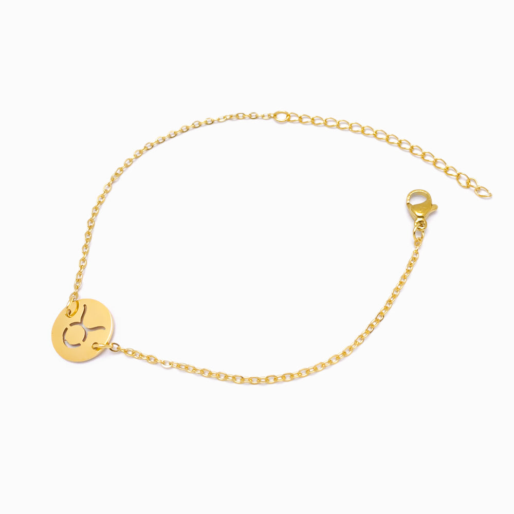 Pulseira Signo Touro em Aço Inox Dourado