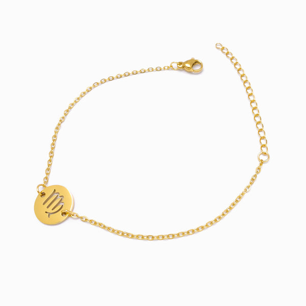 Pulseira Signo Virgem em Aço Inox Dourado