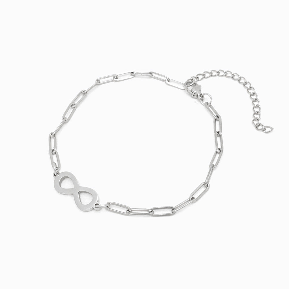 Pulseira de Pé com Símbolo do Infinito SL1039 - Aço Inox