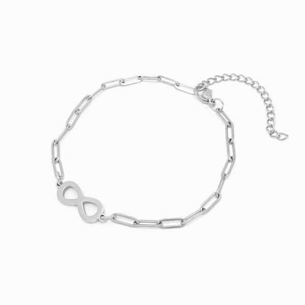 Pulseira de Pé com Símbolo do Infinito SL1039 - Aço Inox