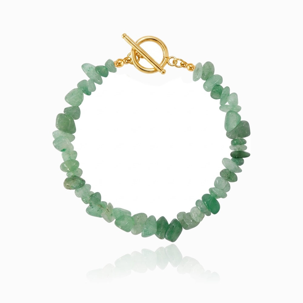 Pulseira de Cascalho Aventurina Verde PN4071 - Pedra Natural e Aço Inox