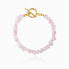 Pulseira de Cascalho Quartzo Rosa PN4066-JDR050 - Pedra Natural e Aço Inox