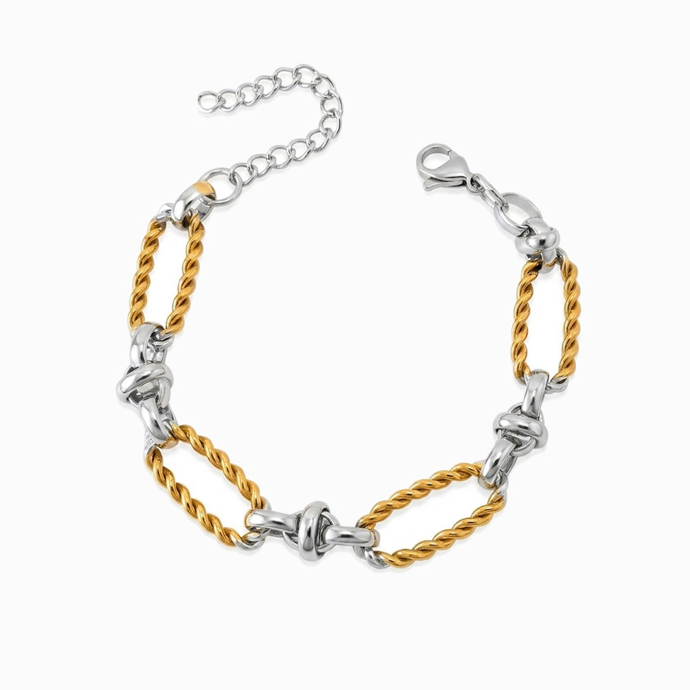 Pulseira de Corrente Bicolor em Aço Inoxidável