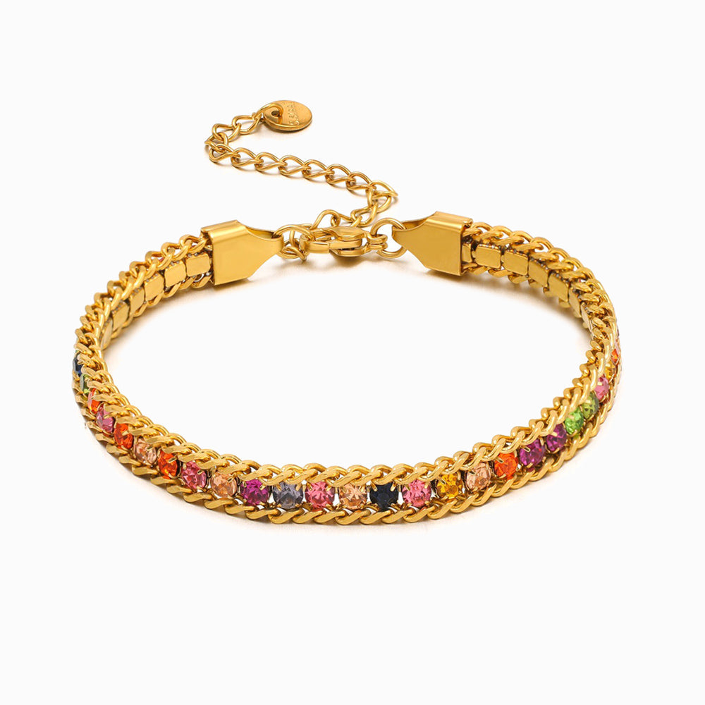 Pulseira com Brilhantes SL1112 - Aço Inox