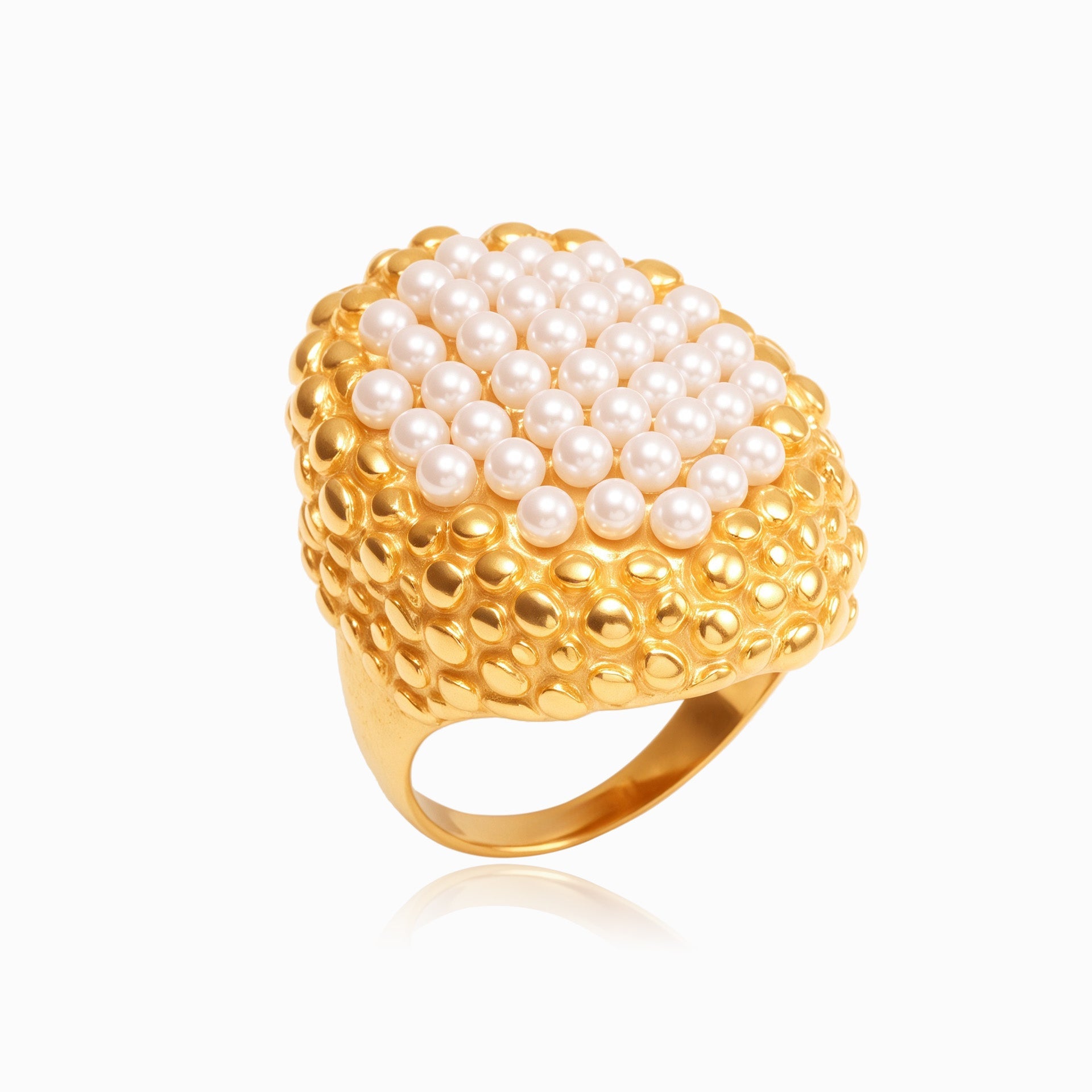 Anel Statement com Pérolas 18mm JZ1481 - Aço Inox