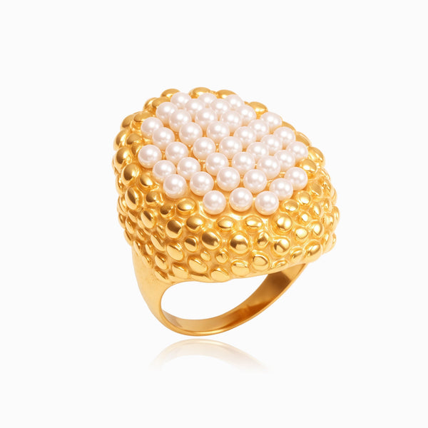 Anel Statement com Pérolas 18mm JZ1481 - Aço Inox