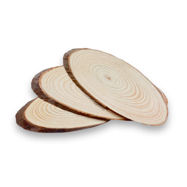 Rodela de madeira natural oval