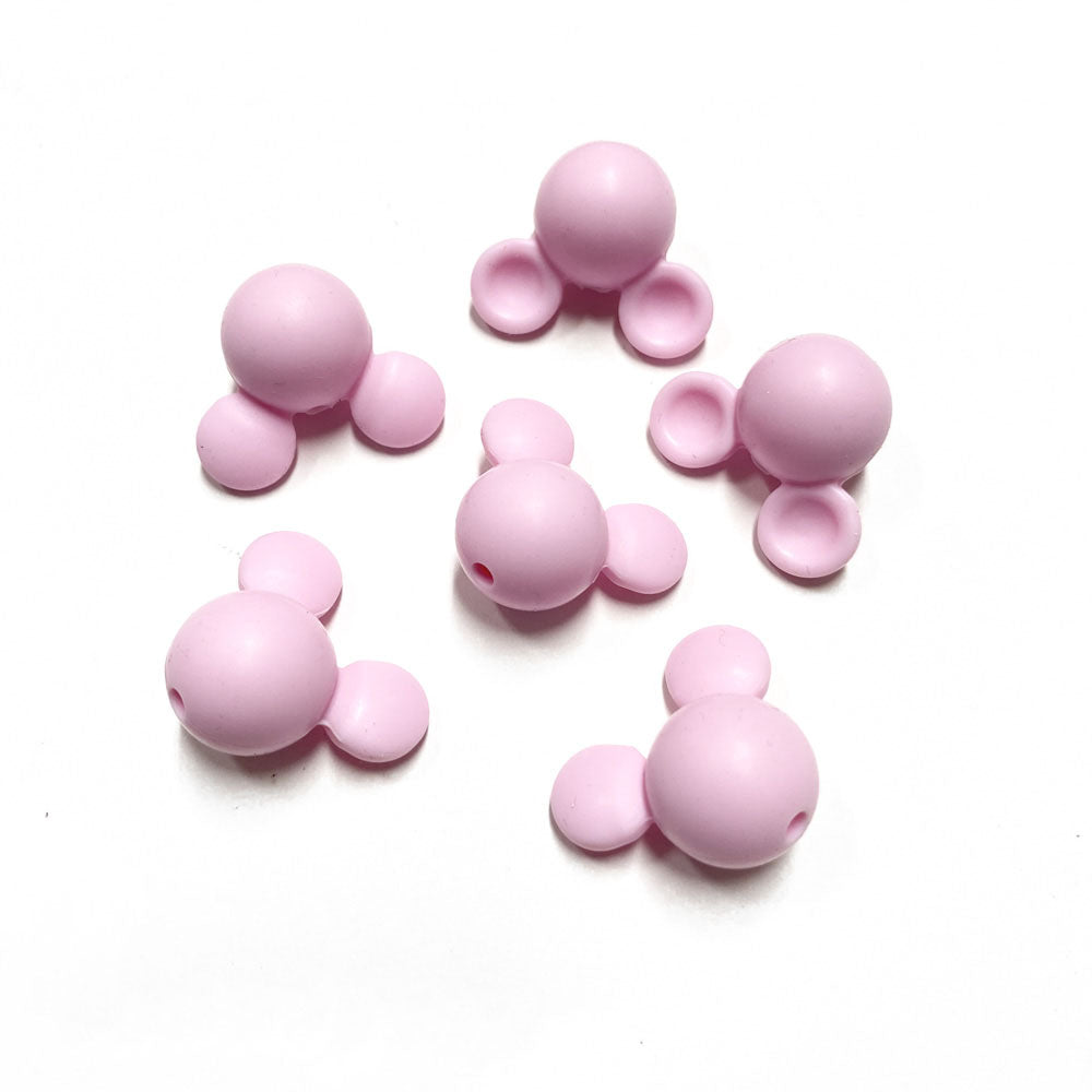 Cabeça de mickey em silicone para montar porta-chucha rosa bebé