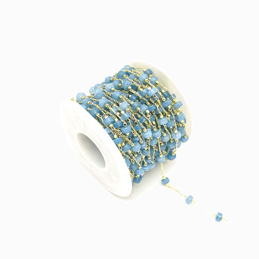 Corrente com Pedra 4.5mm Azul Água