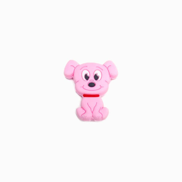Contas de silicone para prendedor de chucha design cão 28x25mm rosa
