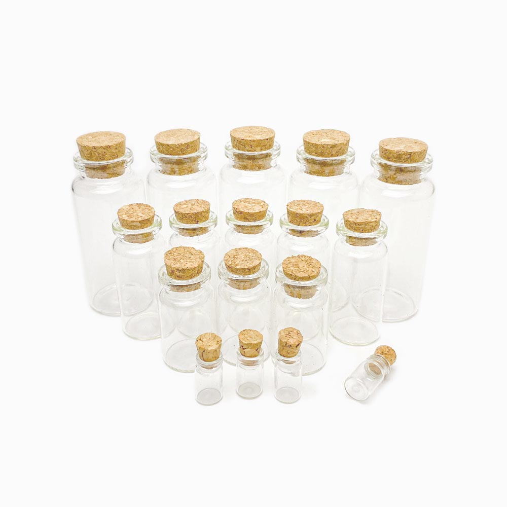 Botella de vidrio de boca ancha (15 tamaños)