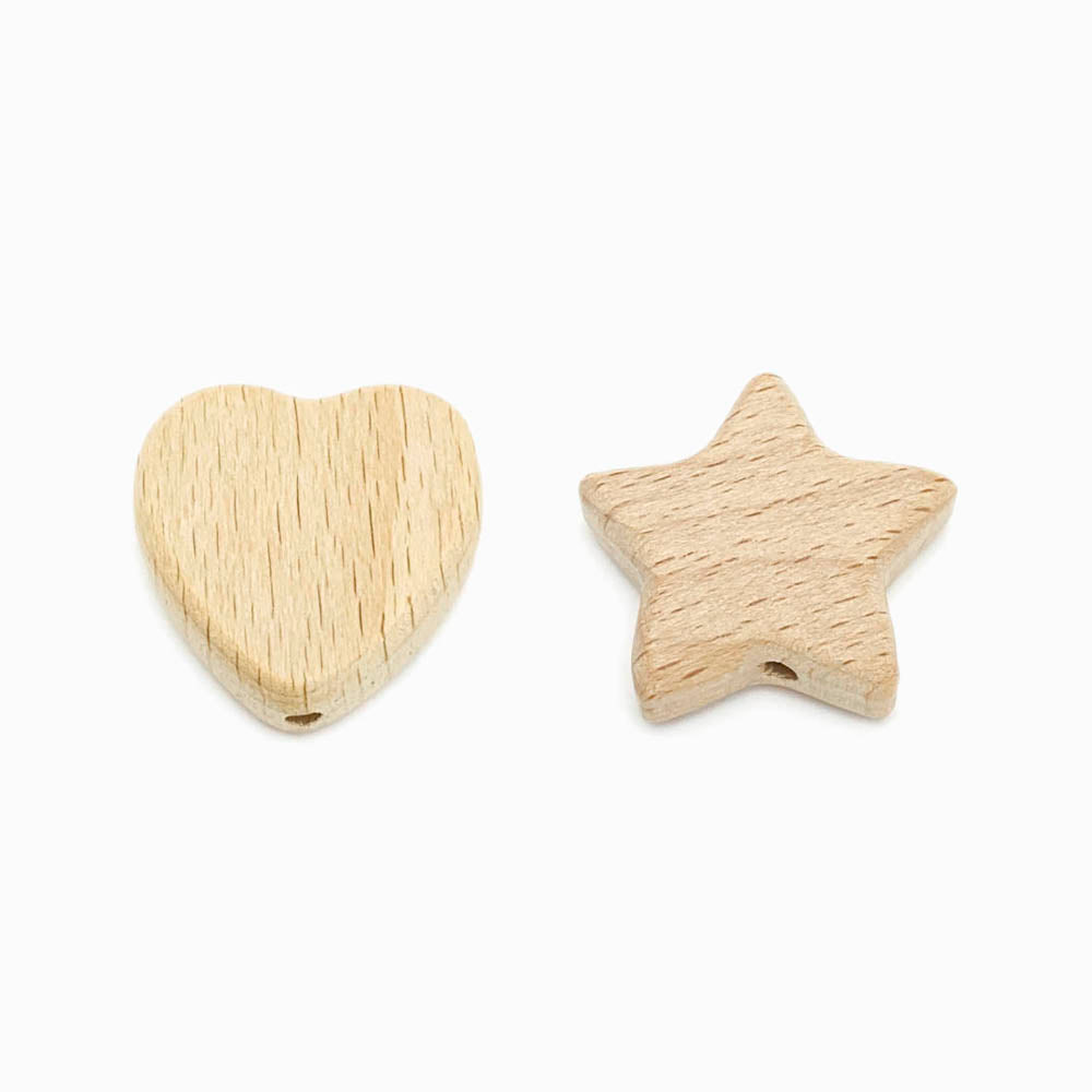 Incrustación de corazón/estrella de madera de haya