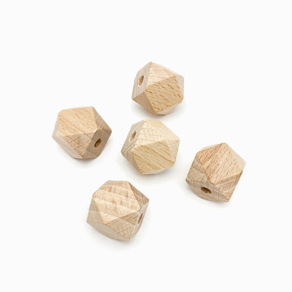 contas de madeira de faia hexagonal 18mm
