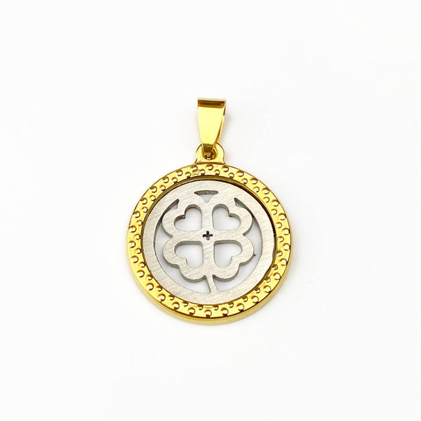 25x25mm Clover Pendant - Gold and Silver Steel