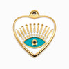 Heart Pendant with Turkish Eye 28x25mm - Gold Steel with Varnish
