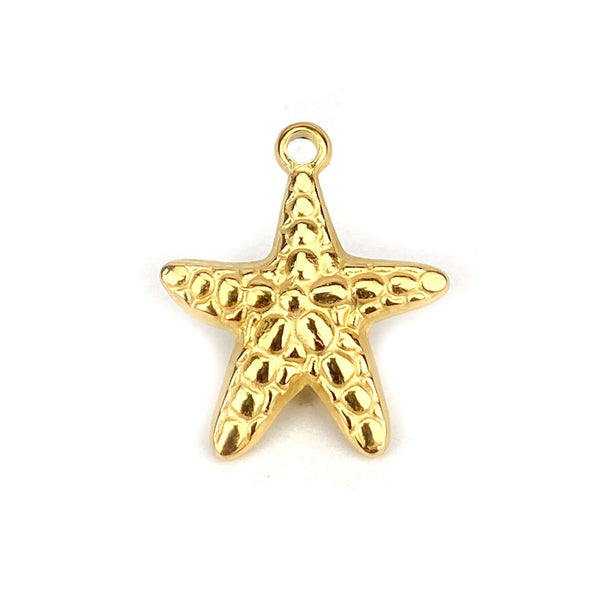 Starfish Pendant 24x20mm - Gold Steel