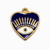 Heart Pendant with Turkish Eye 28x25mm - Gold Steel with Varnish