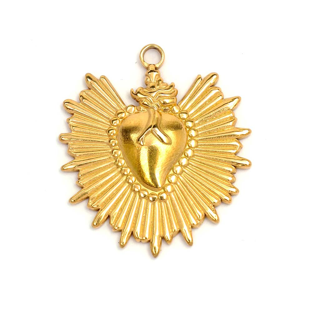 25x20mm Heart Pendant - Gold Steel