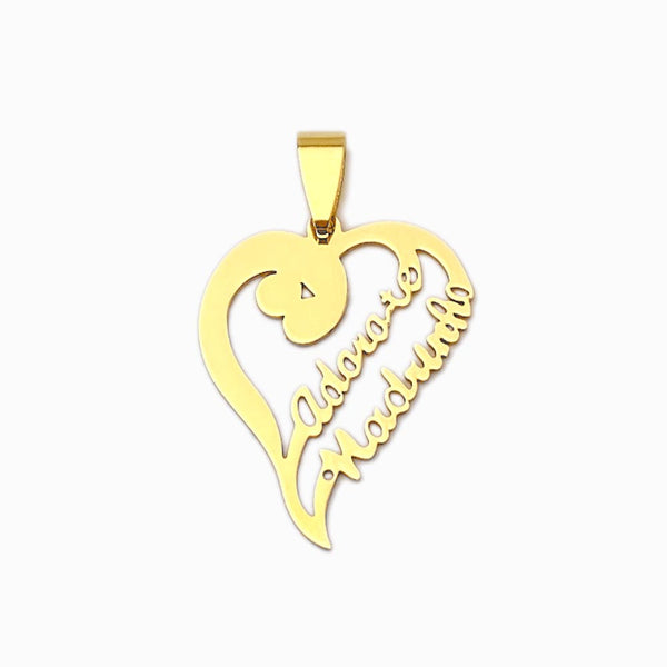 Pendant I love you Godmother 30x25mm - Gold Stainless Steel