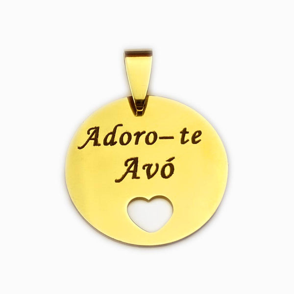 Pendant I love you Grandmother 20x20mm - Gold Stainless Steel